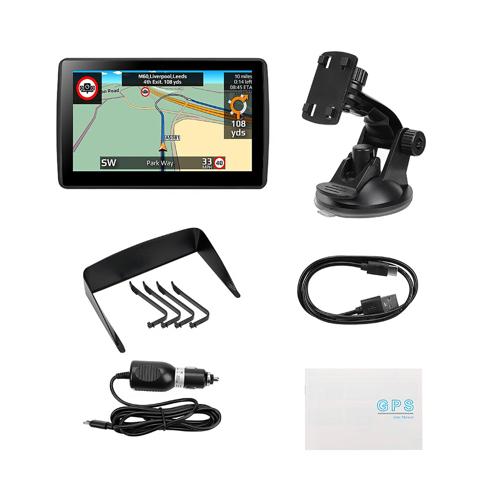 7" GPS Navigator for Car Truck RV, 2025 Maps, Voice Guidance & Alerts