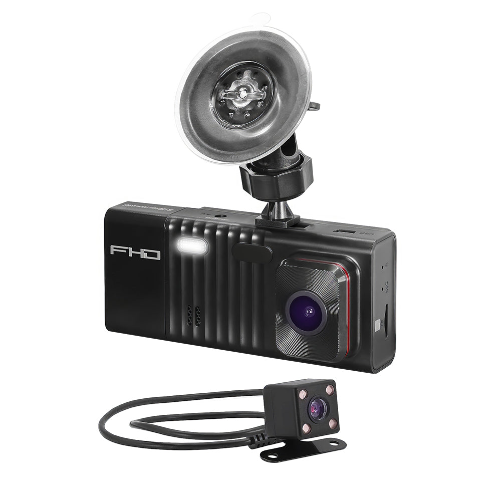 3-Channel Dash Cam 1080P with Rear & Interior Camera, Night Vision, 32GB