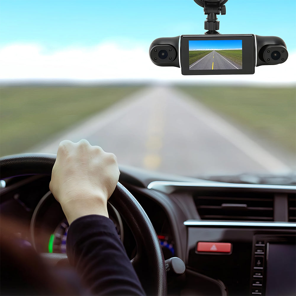3-Channel Dash Cam Front & Rear, 1080P FHD with IR Night Vision
