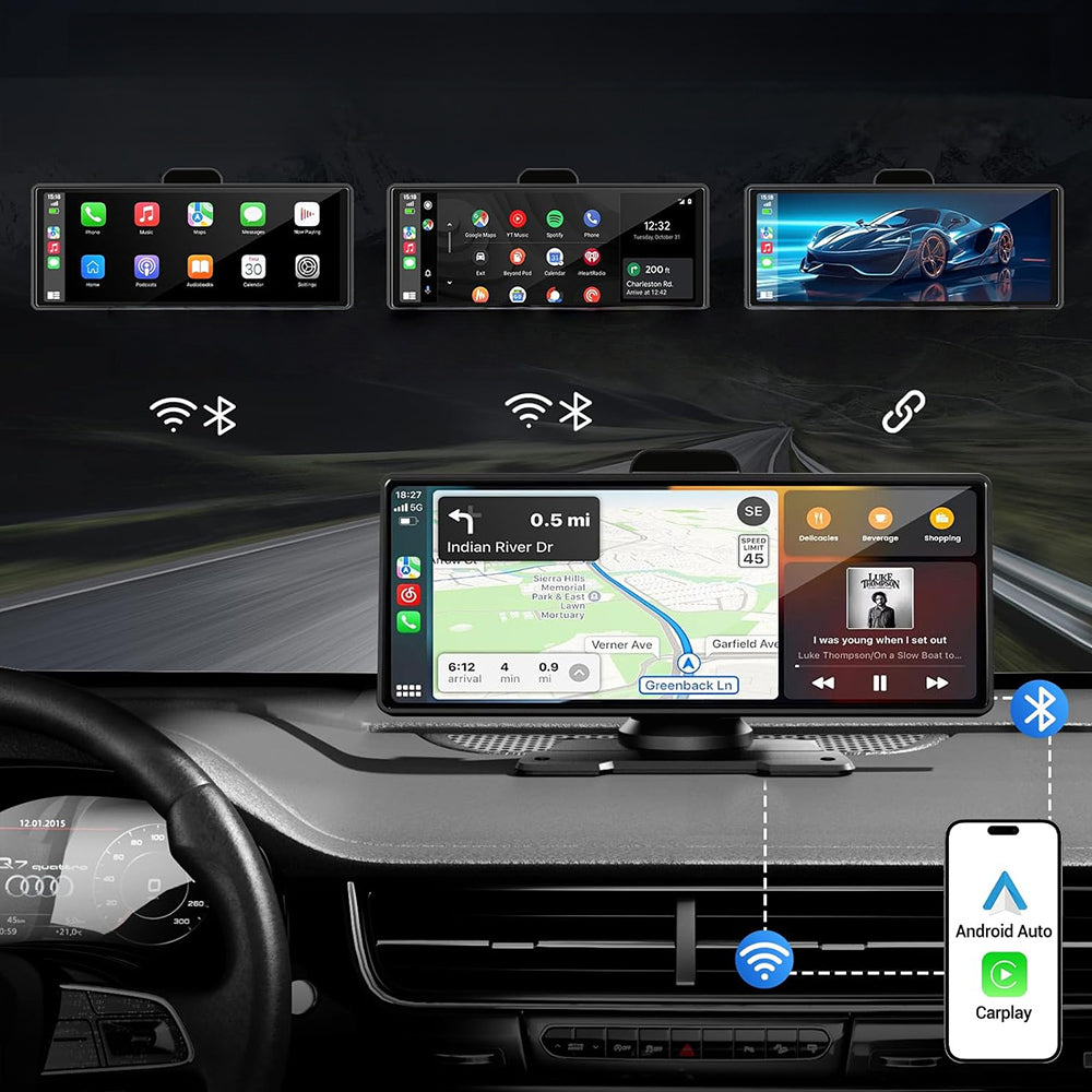 9" Wireless CarPlay & Android Auto Car Stereo with 4K Dash Cam